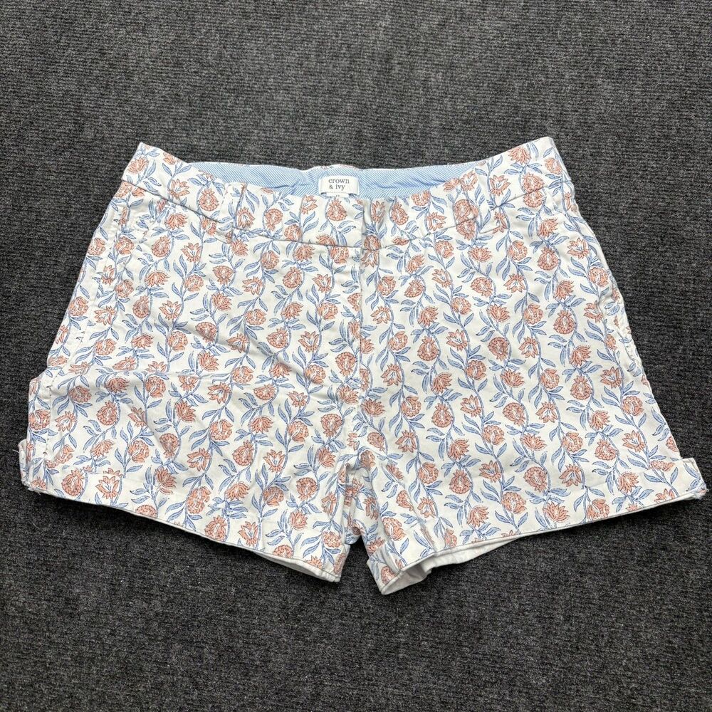 Crown & Ivy "Caroline" Floral Cuffed Chino Shorts - Women's Size 12